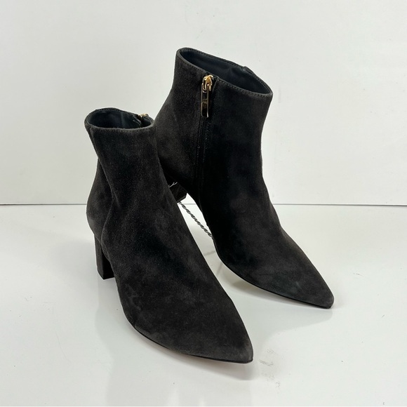 L’AGENCE Charcoal gray JEANNE suede pointed toe ankle boots size 38.5/8.5US - Picture 1 of 11